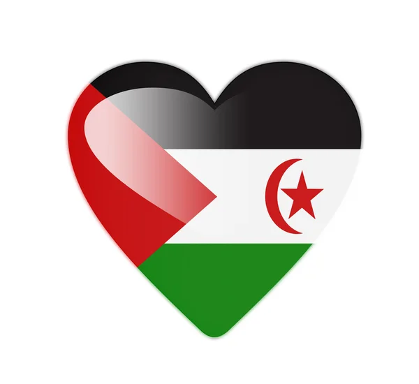 Sahara Occidental drapeau en forme de coeur 3D — Photo