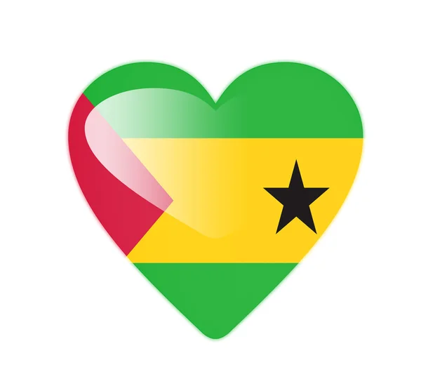 Santo Tomé y Príncipe 3D bandera en forma de corazón — Foto de Stock