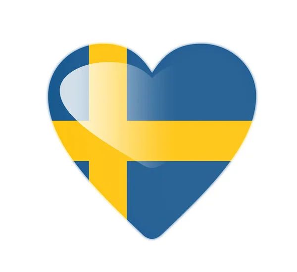 Švédsko 3d vlajka ve tvaru srdce — Stock fotografie