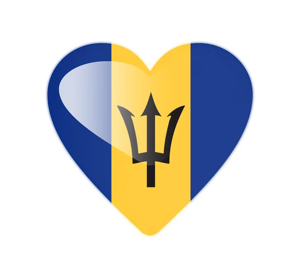 3d flaga Barbados w kształcie serca — Zdjęcie stockowe