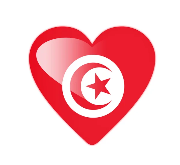 Tunisko 3d vlajka ve tvaru srdce — Stock fotografie