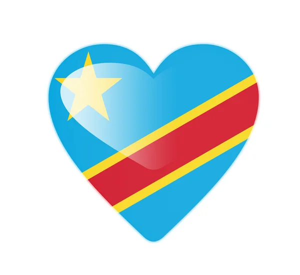 Bayrak Demokratik Cumhuriyeti Kongo Cumhuriyeti 3d kalp şeklinde — Stok fotoğraf