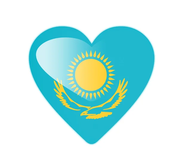 哈萨克斯坦3D心形国旗 — 图库照片