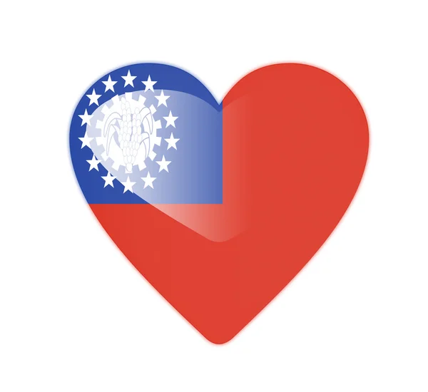 Myanmar 3D heart shaped flag — Stock Photo, Image