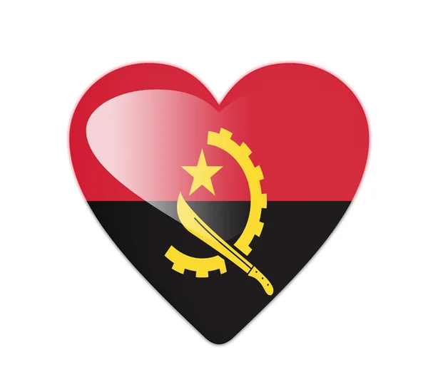 Angola bandera en forma de corazón 3D — Foto de Stock