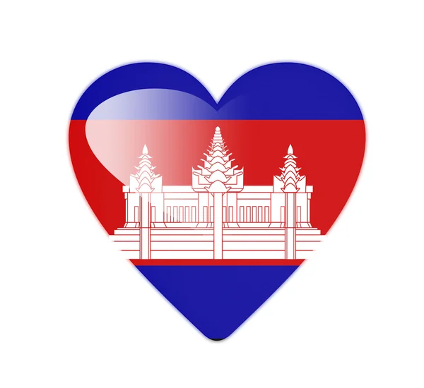 3d flaga Kambodży w kształcie serca — Zdjęcie stockowe