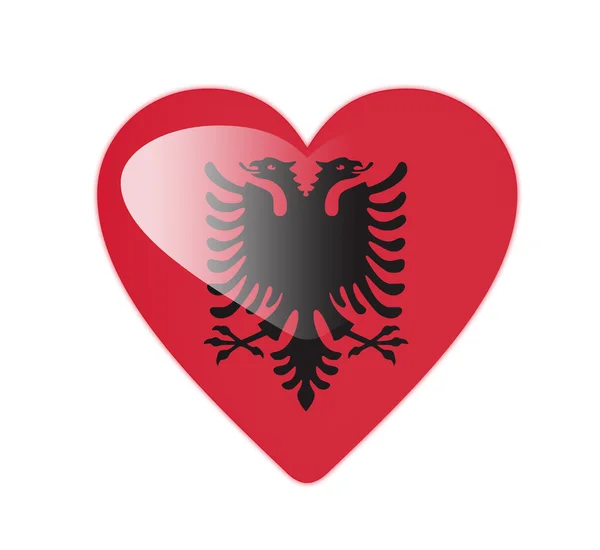 Arnavutluk 3d kalp şeklinde bayrağı — Stok fotoğraf