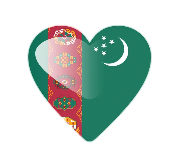 Turkmenistan 3d kształcie serca flaga — Zdjęcie stockowe