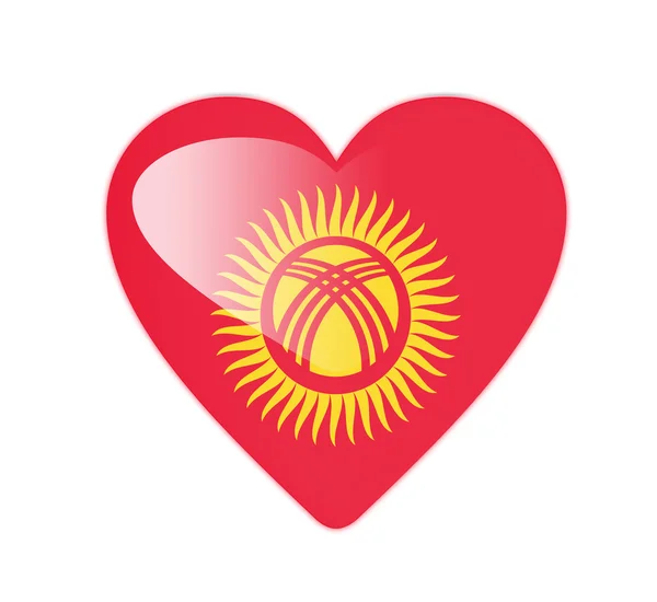 Kyrgyzstan 3D heart shaped flag — Stock Photo, Image