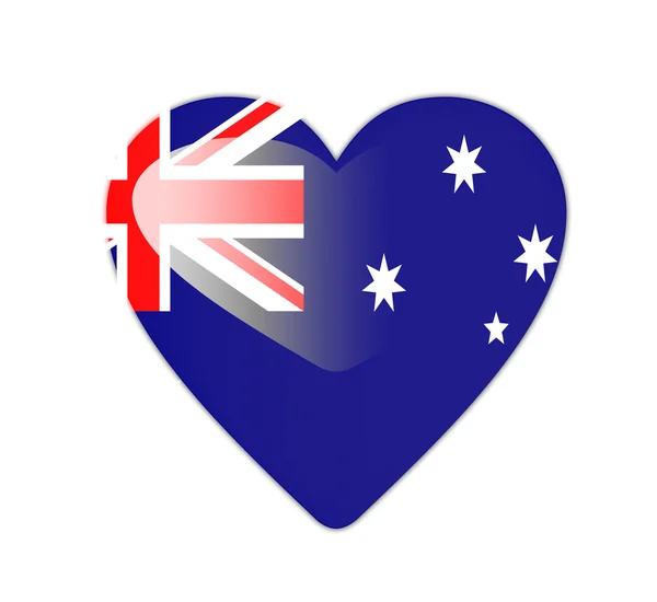 Austrálie 3d vlajka ve tvaru srdce — Stock fotografie