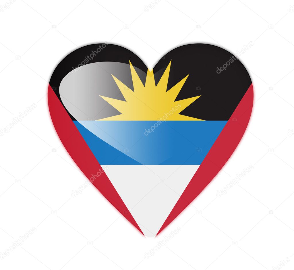 Antigua and Barbuda 3D heart shaped flag