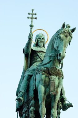 Statue of Saint Stephen I - the first king of Hungary in Budapes clipart