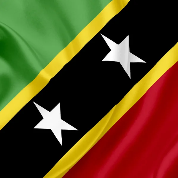 Saint Kitts és Nevis integetett zászló — Stock Fotó