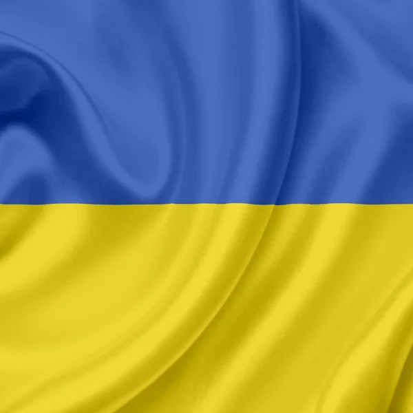 Macha flagą Ukrainy — Zdjęcie stockowe