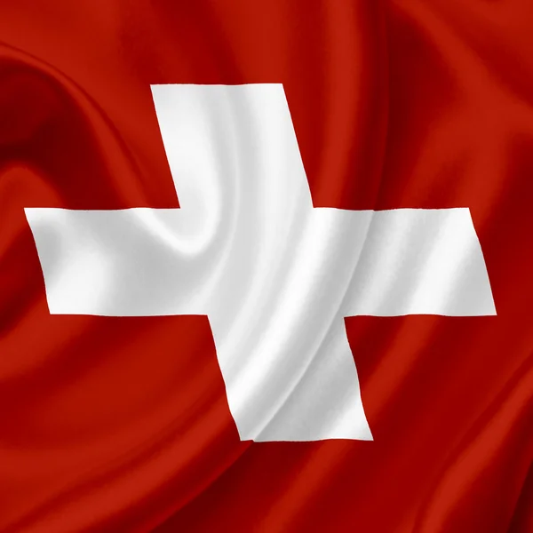 Schweiz schwenkt Flagge — Stockfoto
