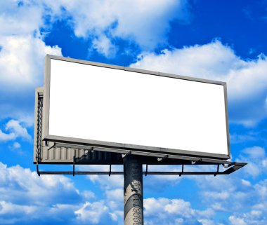 Blank billboard against bright blue sky clipart