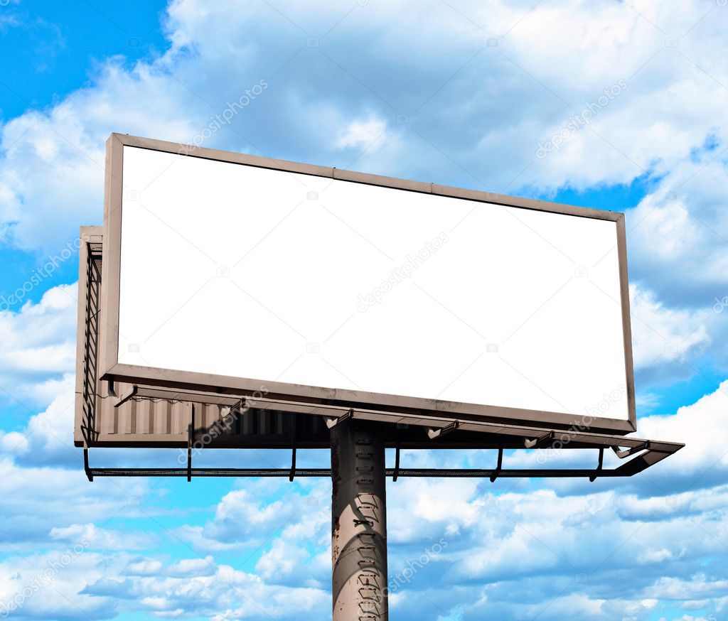 Empty billboard and blue sky
