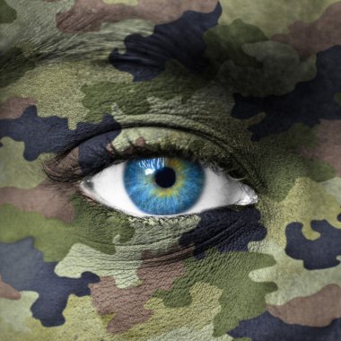 Army camouflage colors on human face clipart