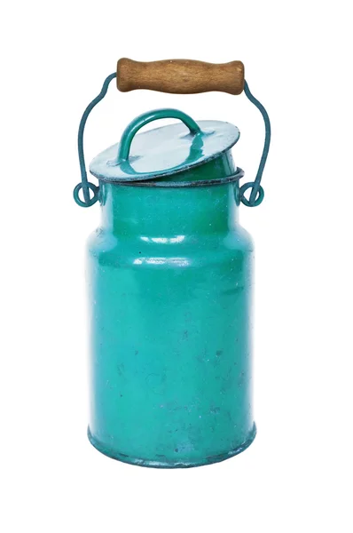 Antique blue milk can — Stock Photo, Image