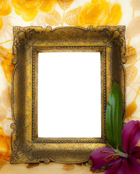 Antique picture frame with flower — Stock Photo, Image