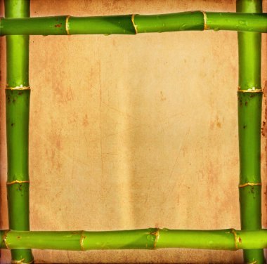 Bamboo frame on grunge paper clipart