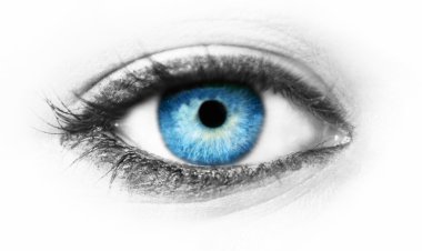 Macro shot of blue eye in blur clipart