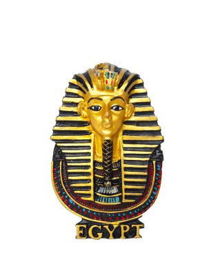 Mısır Firavunlar altın maske üzerinde beyaz izole - Mısır konsept için seyahat