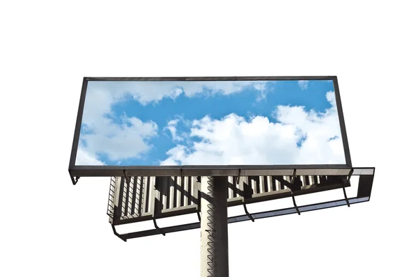 Billboard z nieba na białym tle — Zdjęcie stockowe