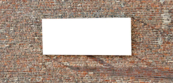 Blank billboard on brick wall — Stock Photo, Image