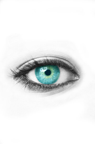 Blue eye isolated on white