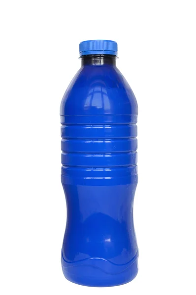Blå plastflaske isolert på hvit – stockfoto