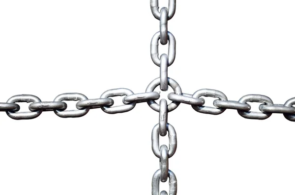 Çapraz çelik zincir kilit izole üzerinde beyaz — Stok fotoğraf