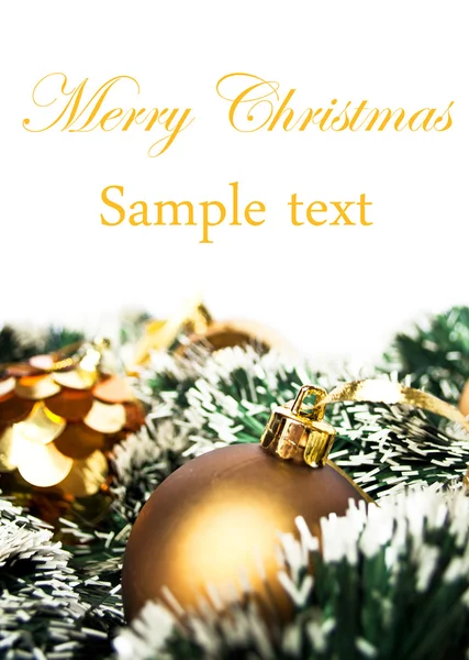 黄金圣诞背景与装饰品 — 图库照片