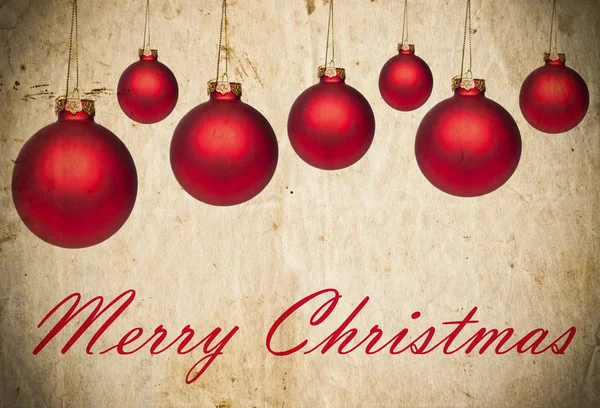 Grunge Noel arka plan kırmızı Noel süsler ile — Stok fotoğraf