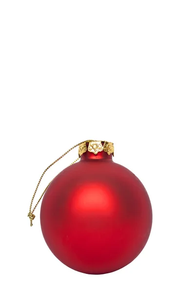 Red christmas ornament ball with wreath isolated on white — Stock Photo, Image