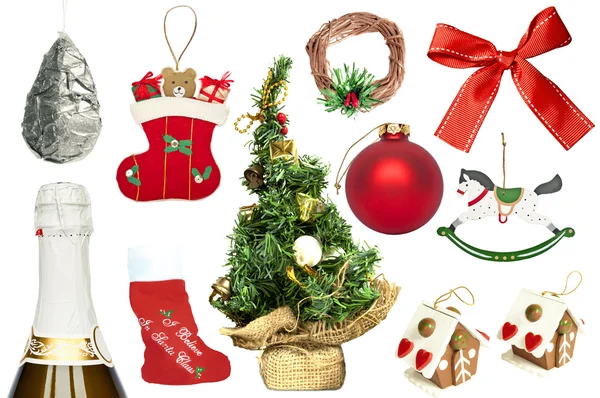 Conjunto de varios adornos y objetos navideños — Foto de Stock