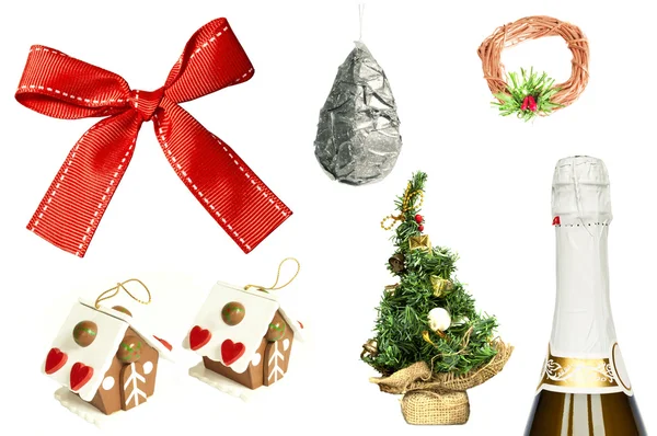 Колекція різдвяних і новорічних предметів, ізольовані на білий бак — стокове фото