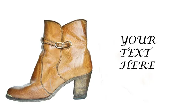 Single brown cowboy boot with space for text — Stock Photo, Image