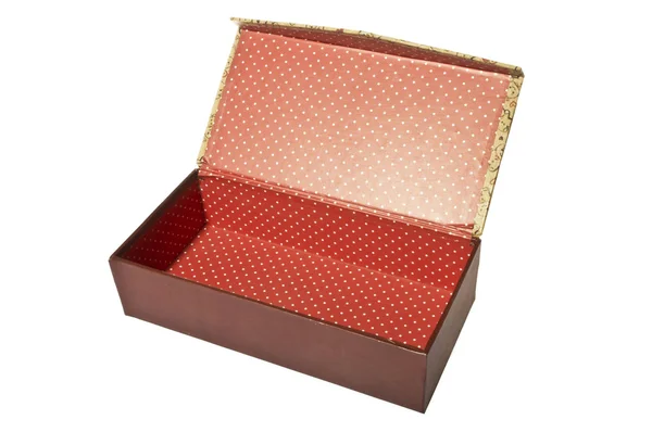 Caixa de presente vermelha vazia isolada no fundo branco — Fotografia de Stock