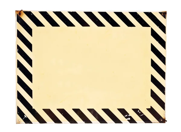 Empty metal plate with warning stripes — Stock Photo, Image