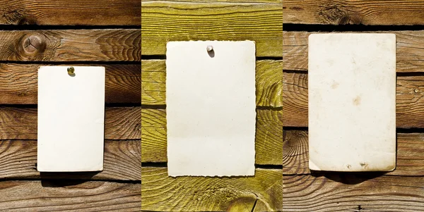 Σύνολο άδειο σημειώσεις σε ξύλινα φόντο — Φωτογραφία Αρχείου