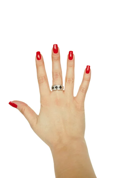 女性の手に結婚指輪 — ストック写真