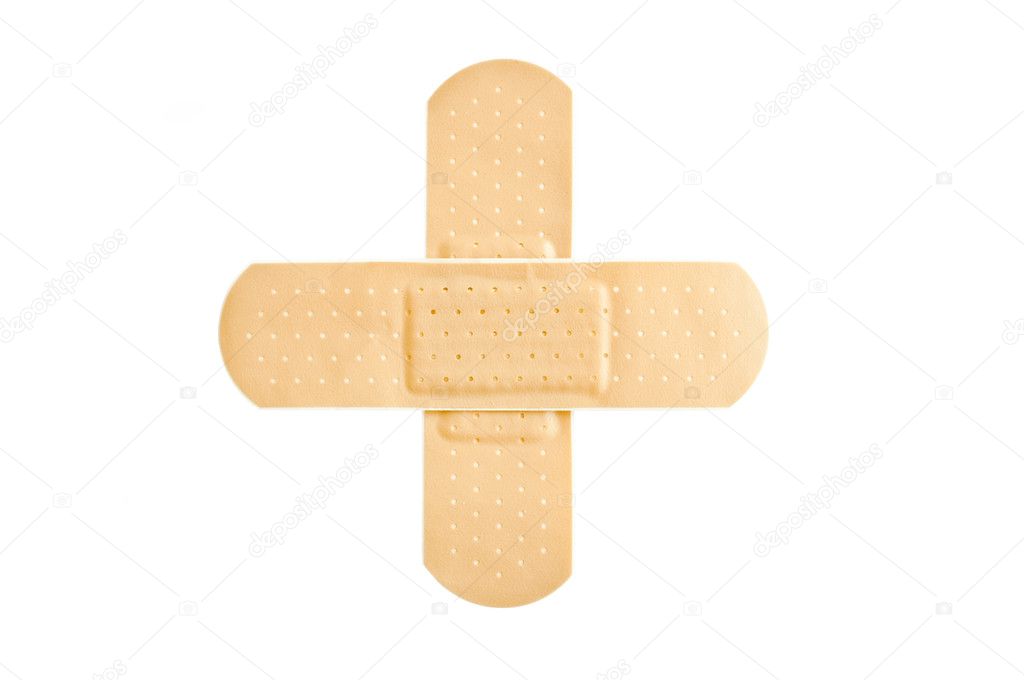 Adhesive first-aid bandage in cross shape