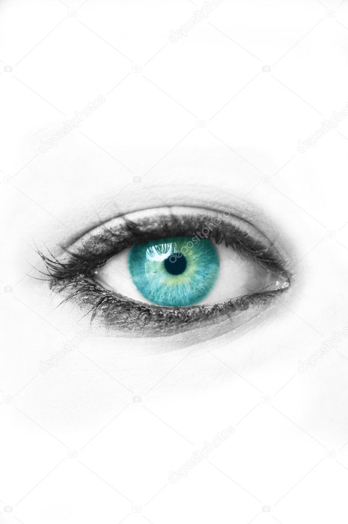 Blue eye isolated on white