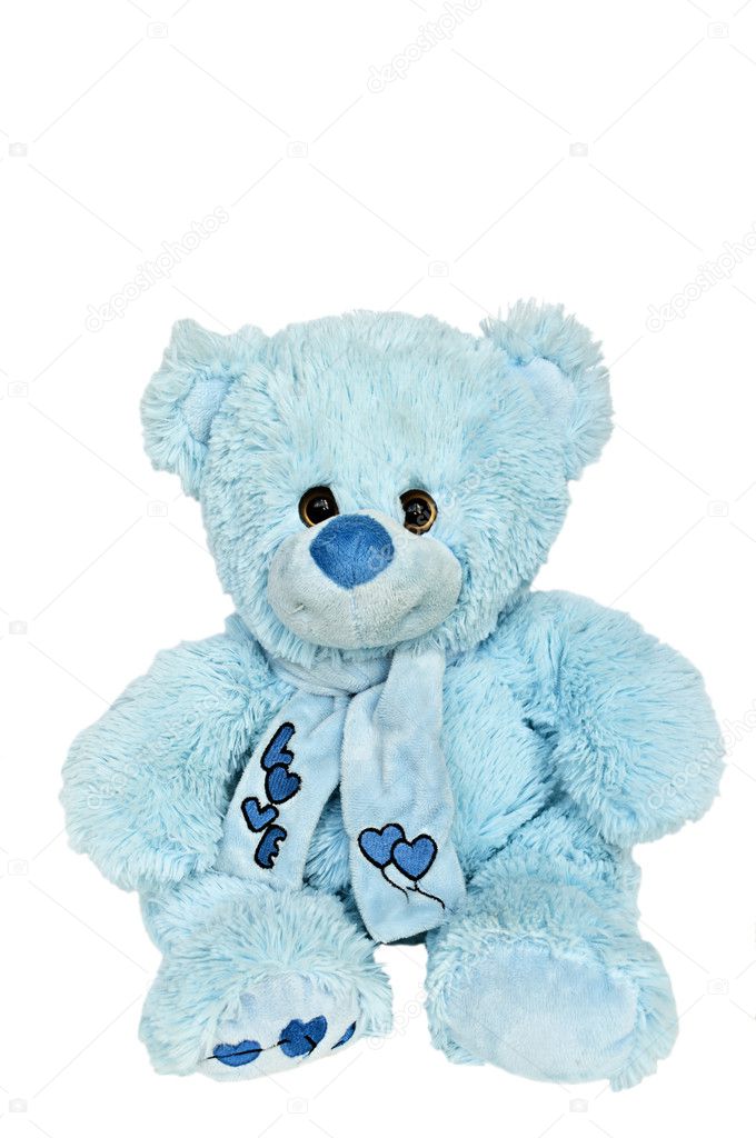 Blue teddy bear against a white background — Stock Photo © Alexis84