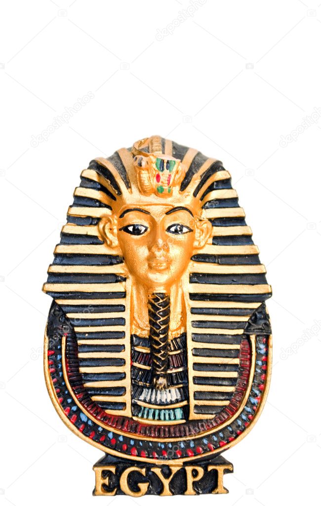 Egyptian golden pharaohs mask isolated on white