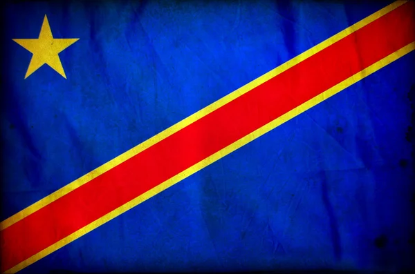 Konžská demokratická republika grunge vlajka — Stock fotografie