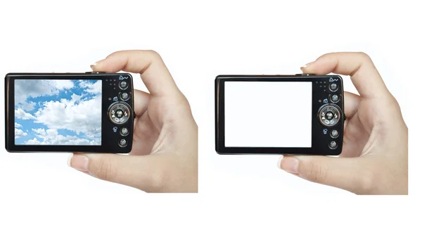 Set of hand holding digital camera — Stock Photo, Image