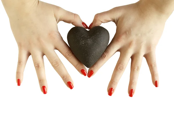 Mãos de mulher segurando coração - forma do coração — Fotografia de Stock