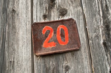Number twenty on metal plate clipart